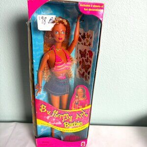 1998 Mattel Butterfly Art Barbie 20359 Dark Blonde Hair Blue Eyes Tattoos